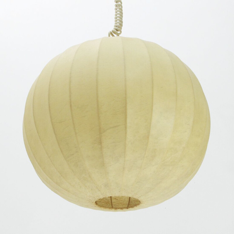 Vintage italian mid-cocoon pendant lamp in metal and plastic 1960
