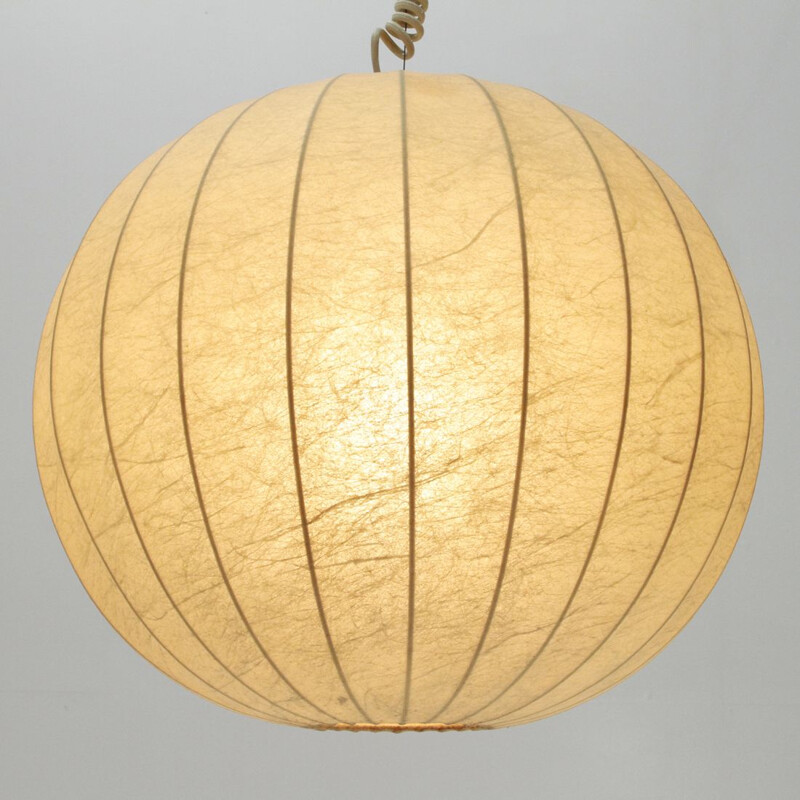 Vintage italian mid-cocoon pendant lamp in metal and plastic 1960