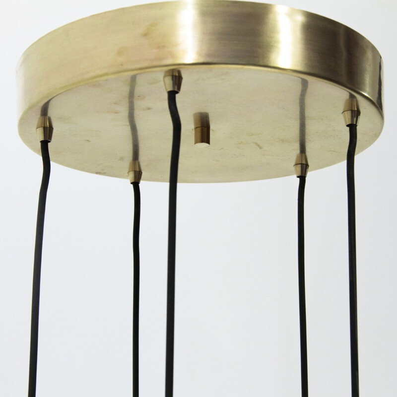Vintage italian chandelier by Zero Quattro in glass and metal 1950s