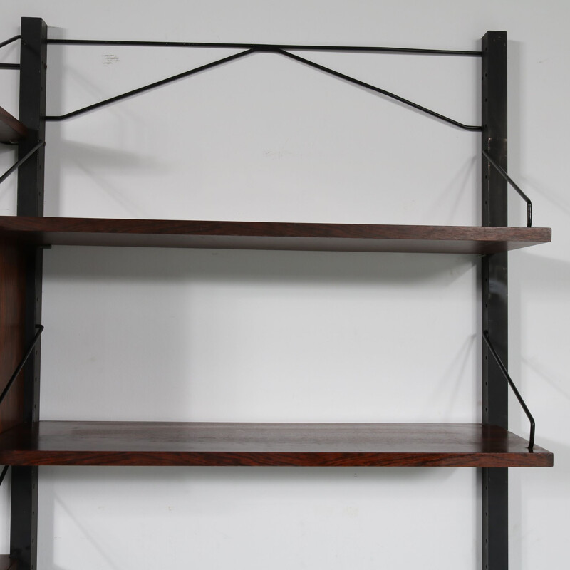 Vintage wall system by Cadovius in metal and rosewood 1960