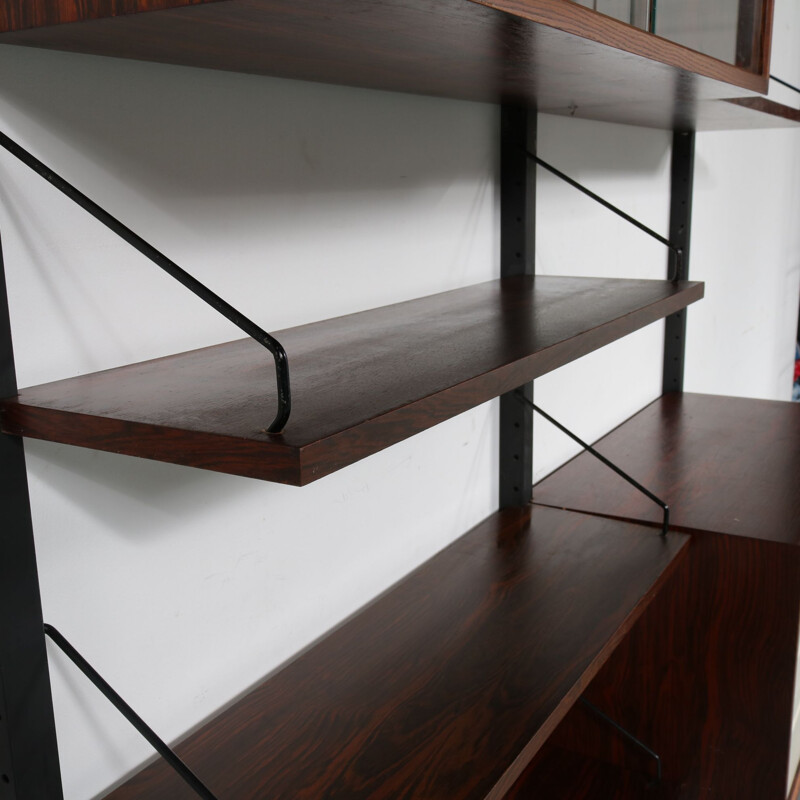Vintage wall system by Cadovius in metal and rosewood 1960