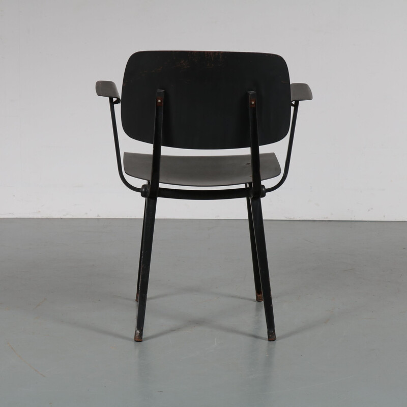 Vintage Revolt chair for Ahrend de Cirkel in black metal 1950