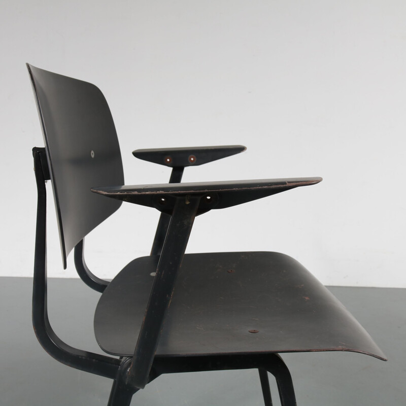 Vintage Revolt chair for Ahrend de Cirkel in black metal 1950