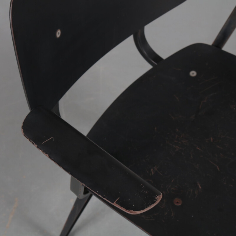Vintage Revolt chair for Ahrend de Cirkel in black metal 1950