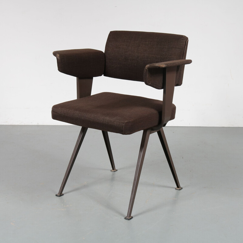 Vintage Resort chair for Ahrend de Cirkel in metal and brown fabric 1950