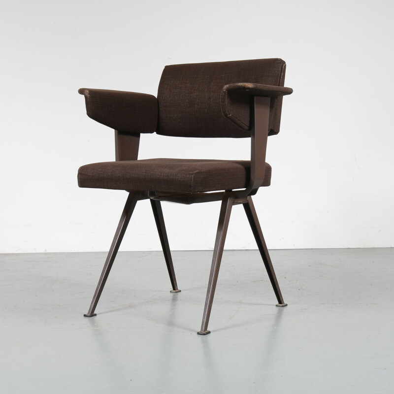 Vintage Resort chair for Ahrend de Cirkel in metal and brown fabric 1950