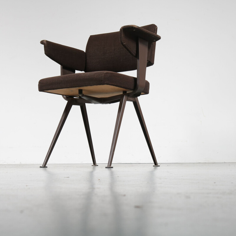 Vintage Resort chair for Ahrend de Cirkel in metal and brown fabric 1950