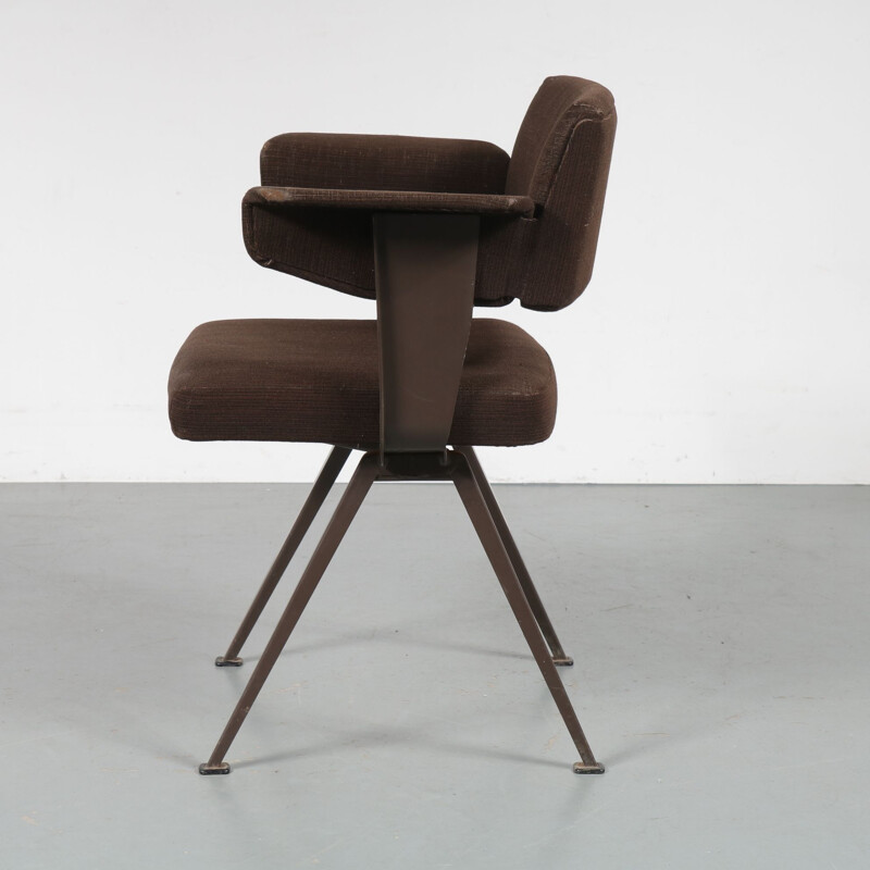 Vintage Resort chair for Ahrend de Cirkel in metal and brown fabric 1950