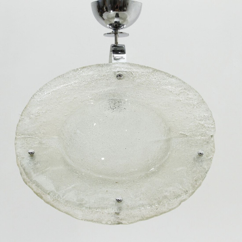 Vintage Italiaanse grijze Murano glas hanglamp 1970