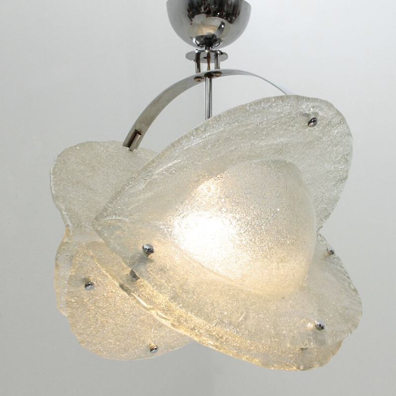 Vintage italian grey pendant lamp in Murano glass 1970