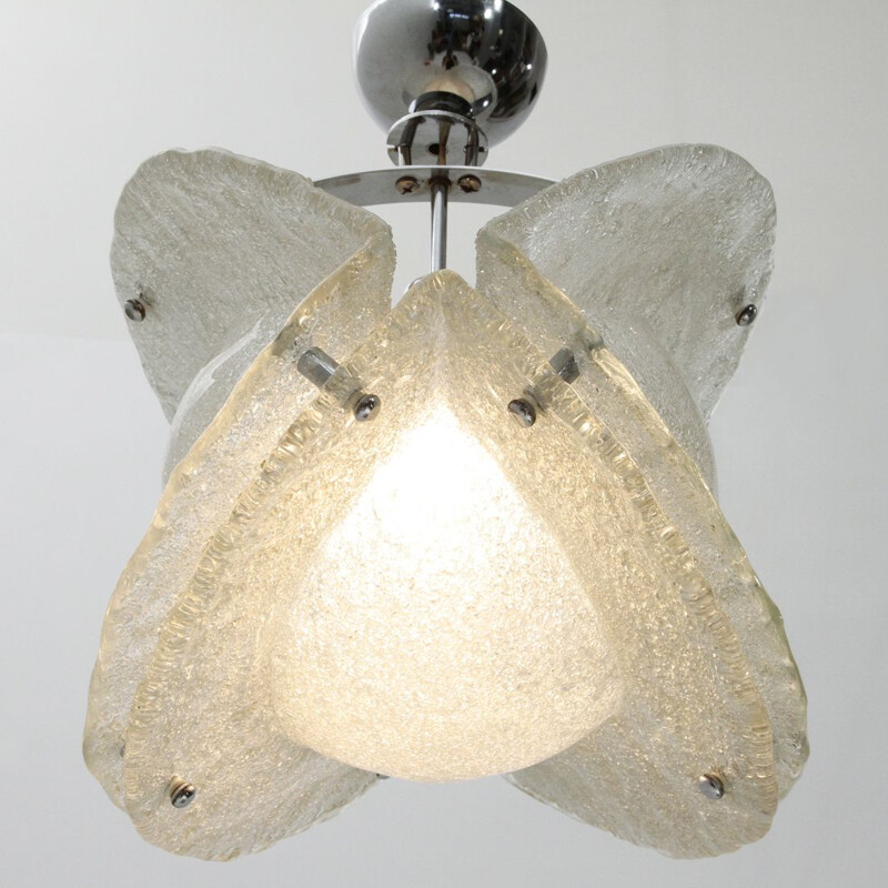 Vintage italian grey pendant lamp in Murano glass 1970