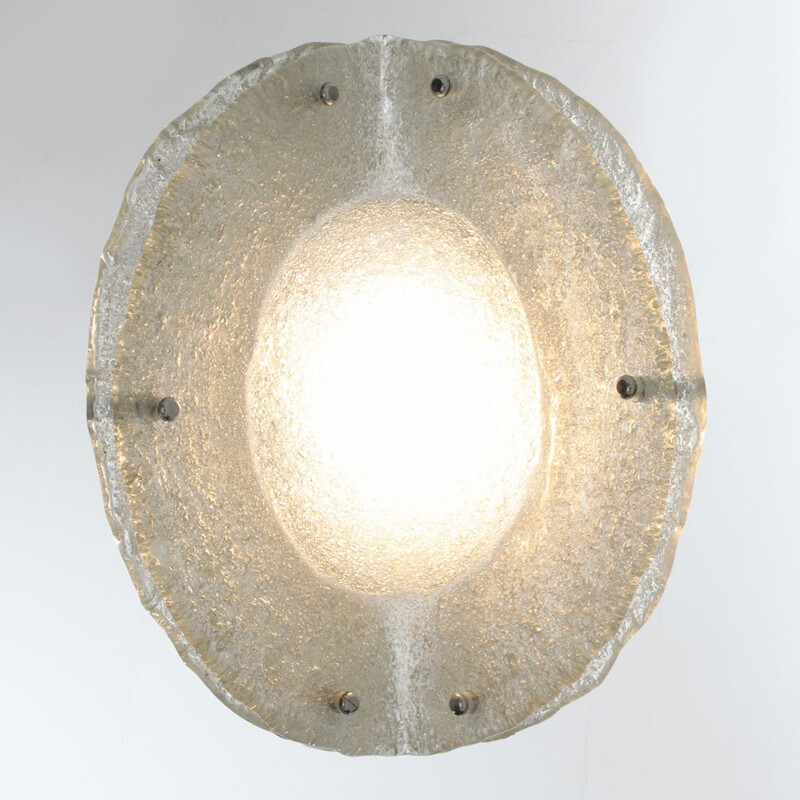 Lampada a sospensione in vetro di Murano grigio vintage 1970
