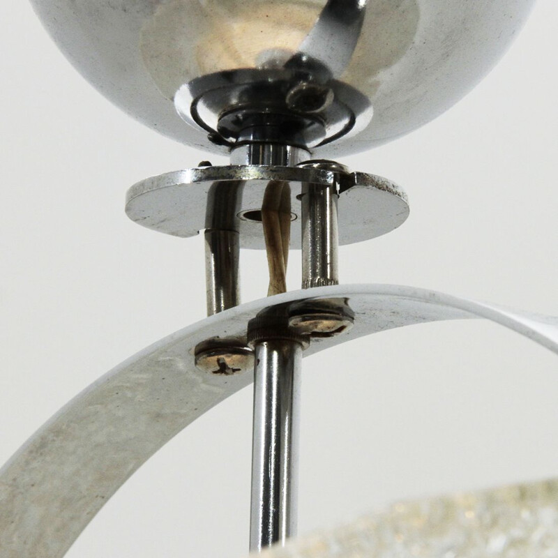 Lámpara colgante vintage italiana de cristal de Murano gris de 1970