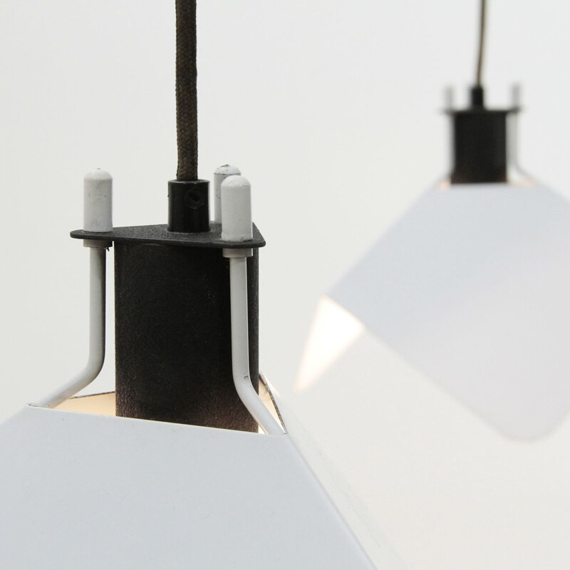 Pair of Triedro pendant lamps by Joe Colombo for Stilnovo