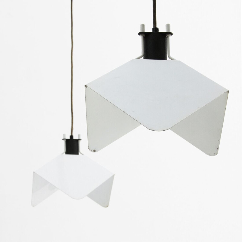 Pair of Triedro pendant lamps by Joe Colombo for Stilnovo