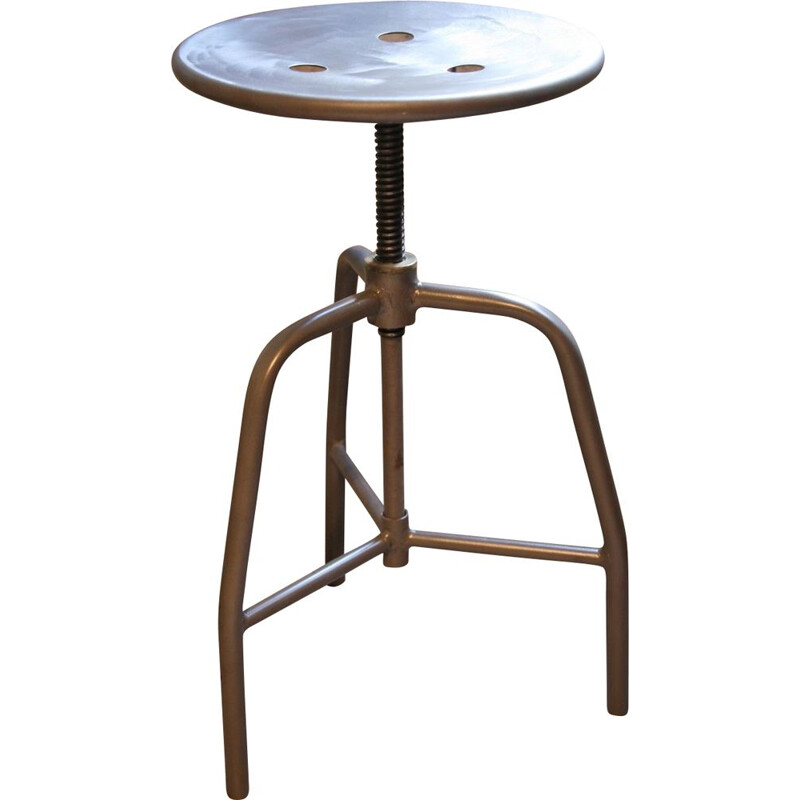 Tabouret vintage pivotant en acier noir