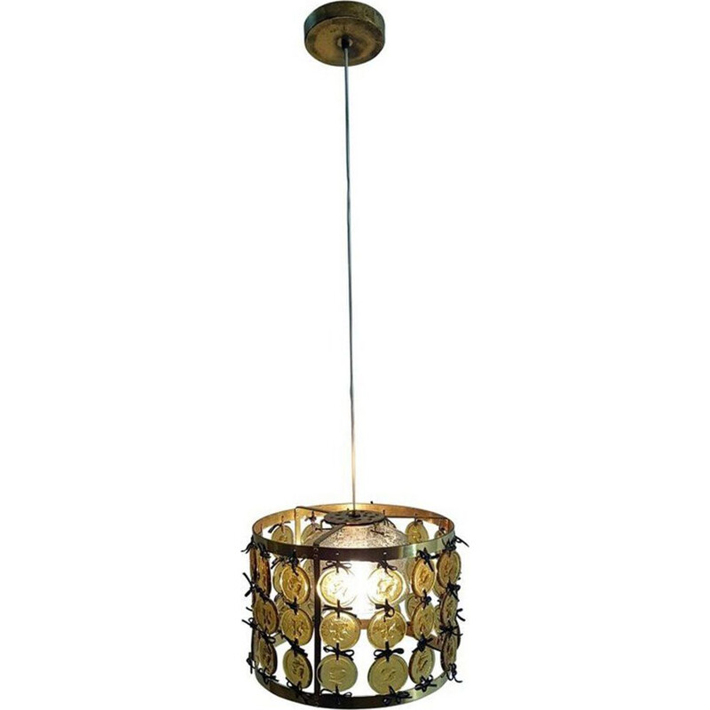 Vintage brass pendant by Erik Höglund for Kosta Boda, 1960.