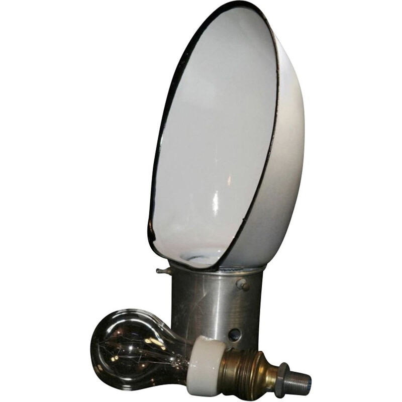 Vintage white metal stage lamp, Poland 1960