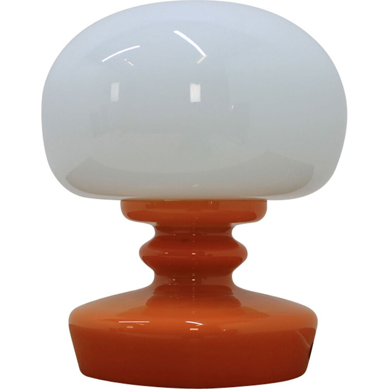 Lámpara de cristal naranja vintage 1970