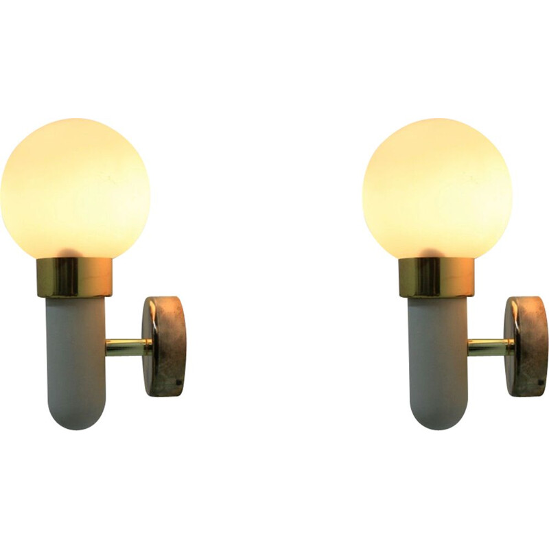 Pair of vintage sconces for Pokrok Žílina in glass and metal 1970