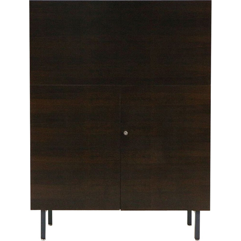 Vintage german office cabinet in dark walnut wood 1960