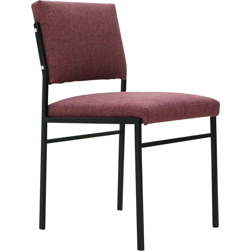 Vintage german chair in purple fabric and steel 1960