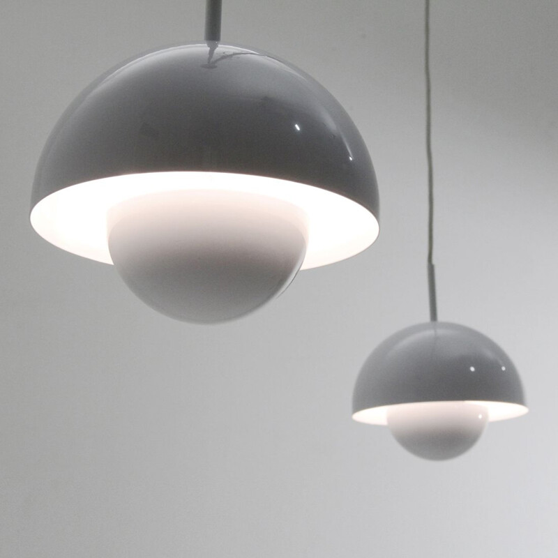 Pair of white pendant lamps by Egoluce