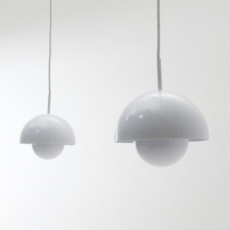 Pair of white pendant lamps by Egoluce