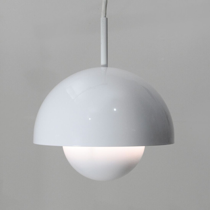 Pair of white pendant lamps by Egoluce