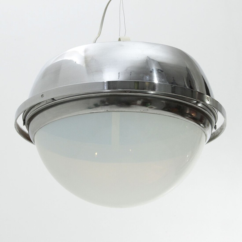 Vintage chromed metal pendant lamp