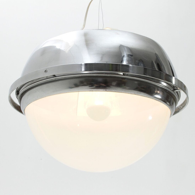 Vintage chromed metal pendant lamp