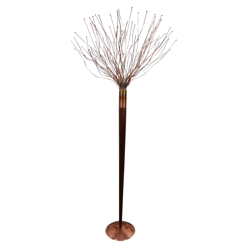 Floor lamp in mahogany, copper and brass, Paolo DONATELLO - 1990s