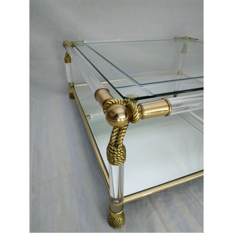 Vintage glass and gilded brass coffee table