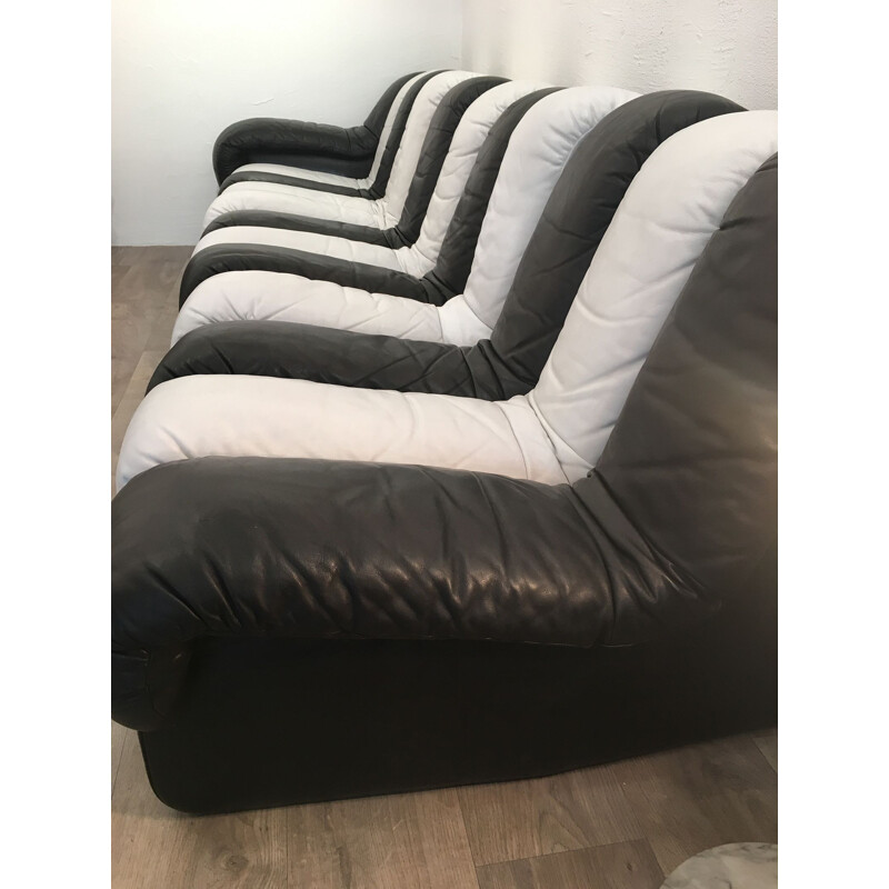 Black and white leather sofa by De Sede 