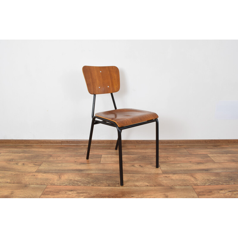 Set of 4 Danish school chairs in teak