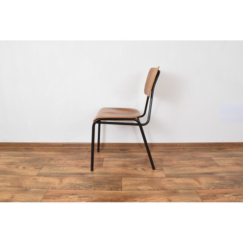 Set of 4 Danish school chairs in teak