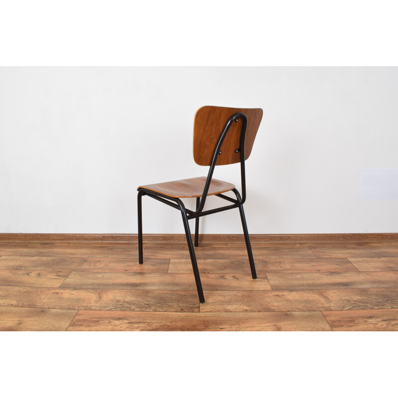 Set of 4 Danish school chairs in teak