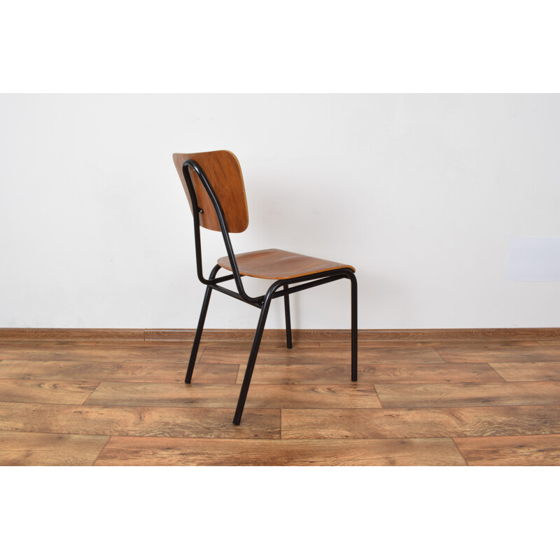 Set of 4 Danish school chairs in teak