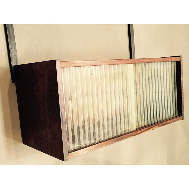 Vintage modular shelf in rosewood and brass