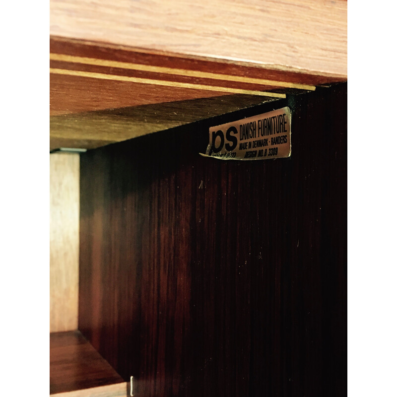 Vintage modular shelf in rosewood and brass