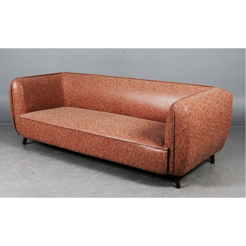 Vintage Scandinavian sofa in brown leatherette