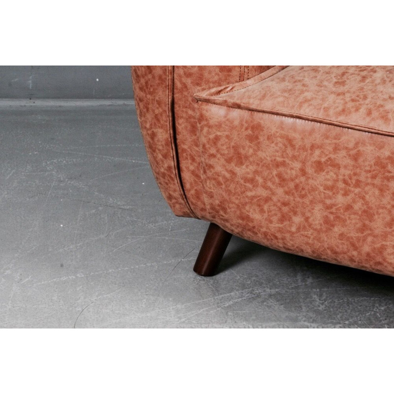 Vintage Scandinavian sofa in brown leatherette