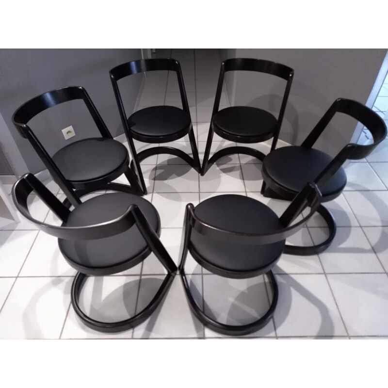 Set of 6 Halfa chairs in black beechwood