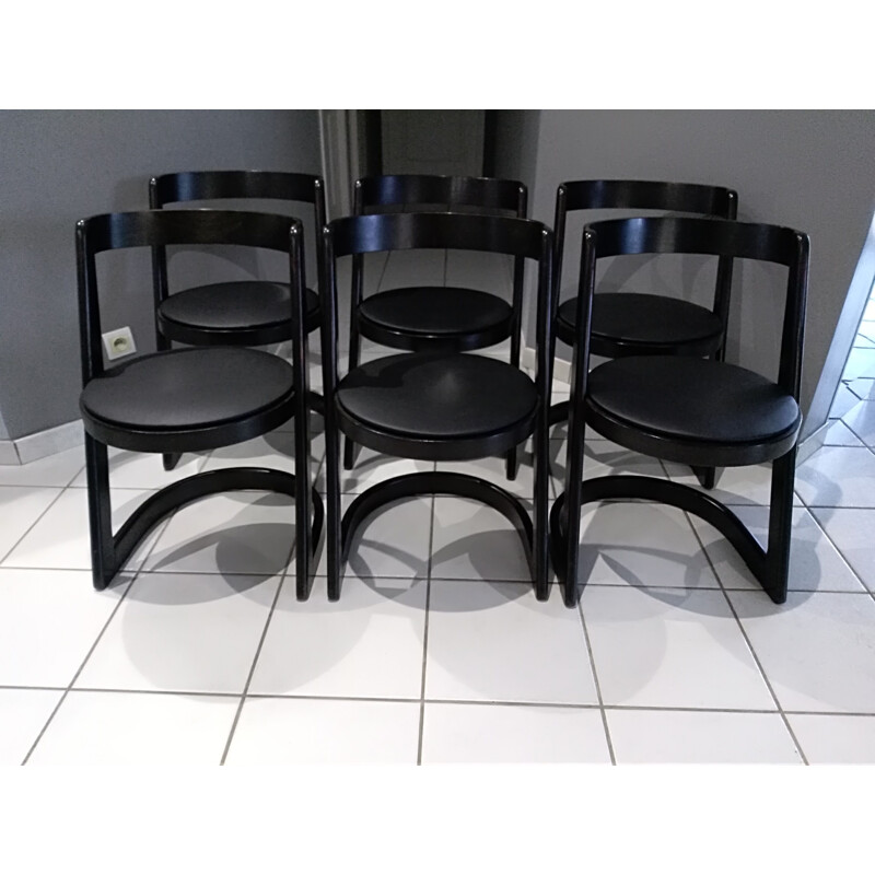 Set of 6 Halfa chairs in black beechwood