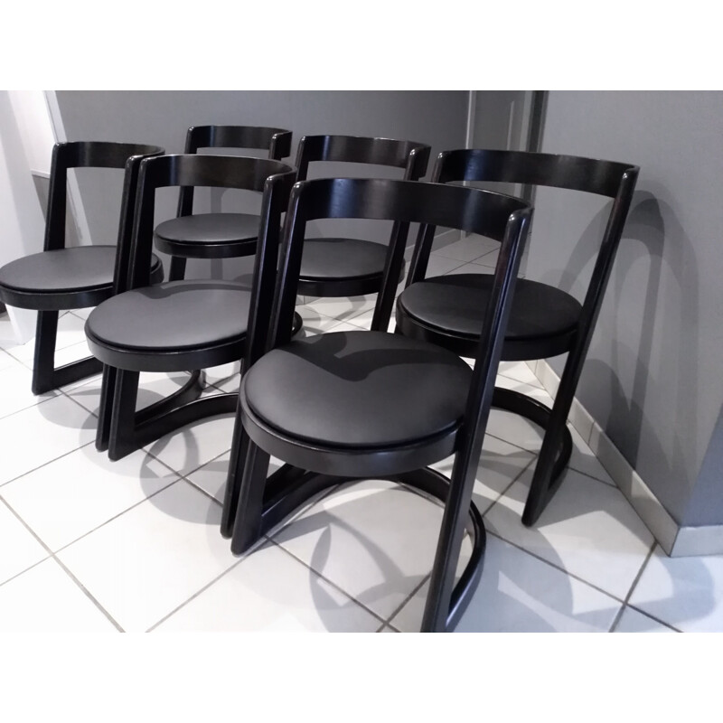 Set of 6 Halfa chairs in black beechwood