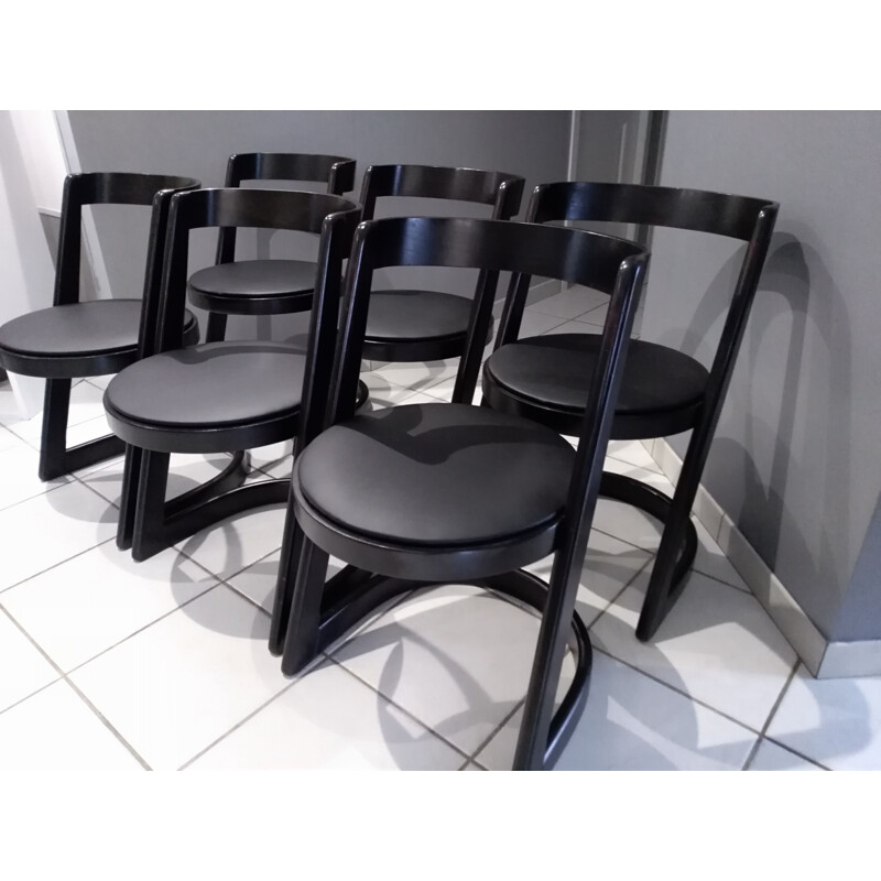 Suite de 6 chaises Halfa en hêtre noir