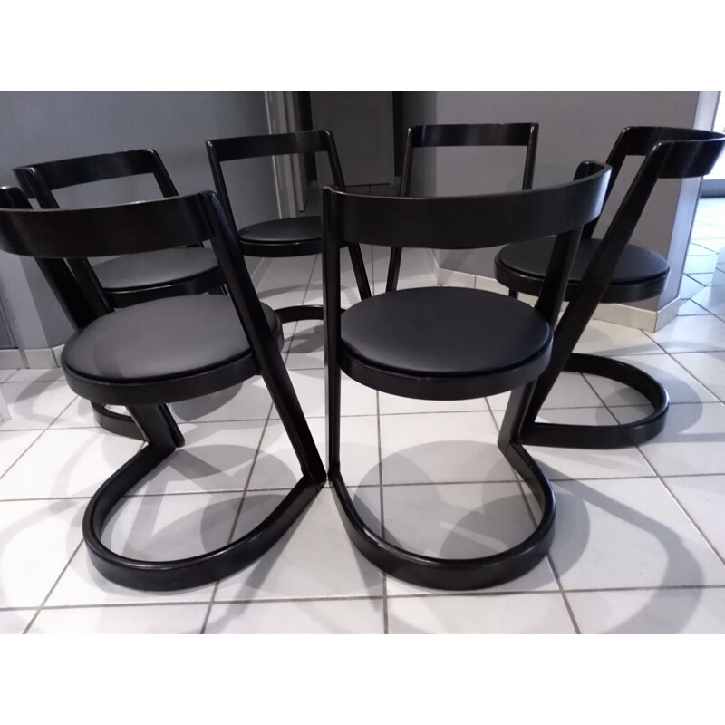 Suite de 6 chaises Halfa en hêtre noir