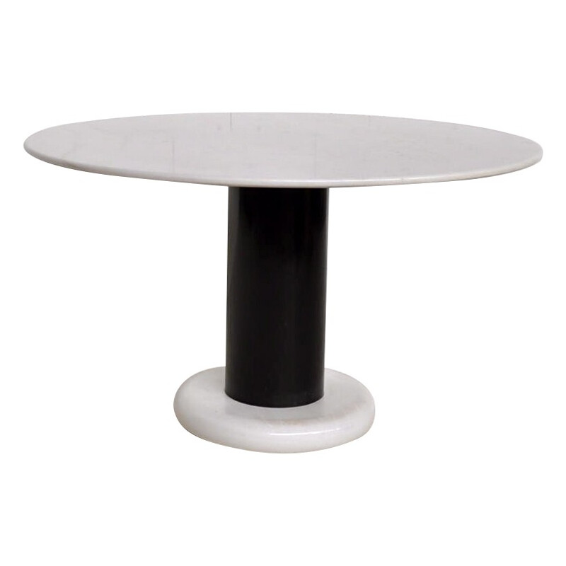 Marble and chrome-toned steel dining table, Ettore SOTTSASS - 1965