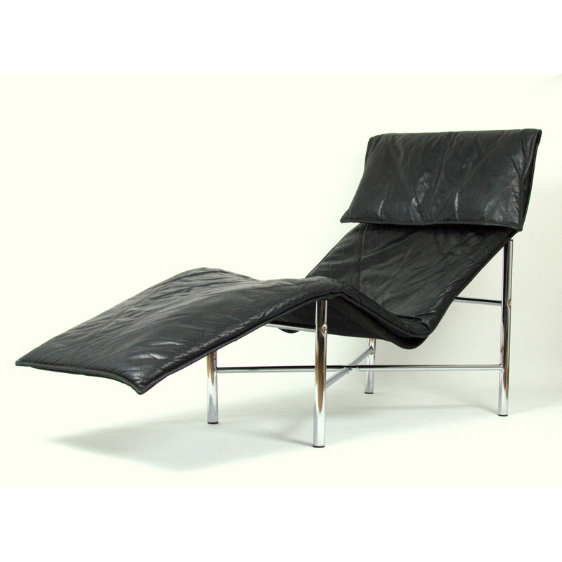 Chaise longue vintage en cuir noir par Tord Björklund