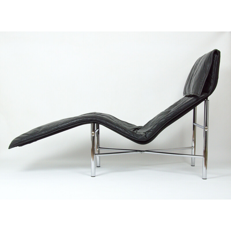 Vintage black leather lounge chair by Tord Björklund